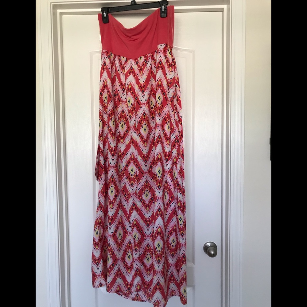 Love fire strapless dress- coral